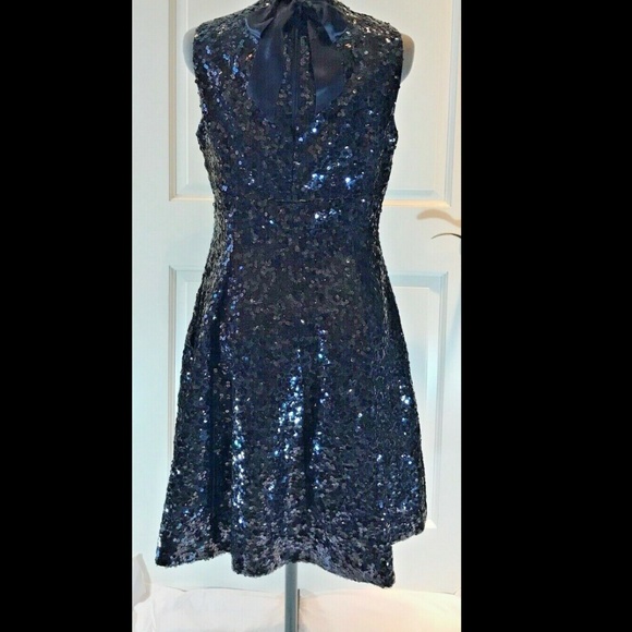 kate spade navy sequin fit and flare dress size 14 nwt - Picture 3 of 8